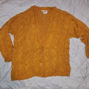 Mustard Yellow Cable Knit Cardigan  Brand 525 America.